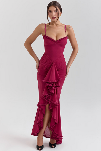 Alicia - Maxi-robe avec volants et fentes
