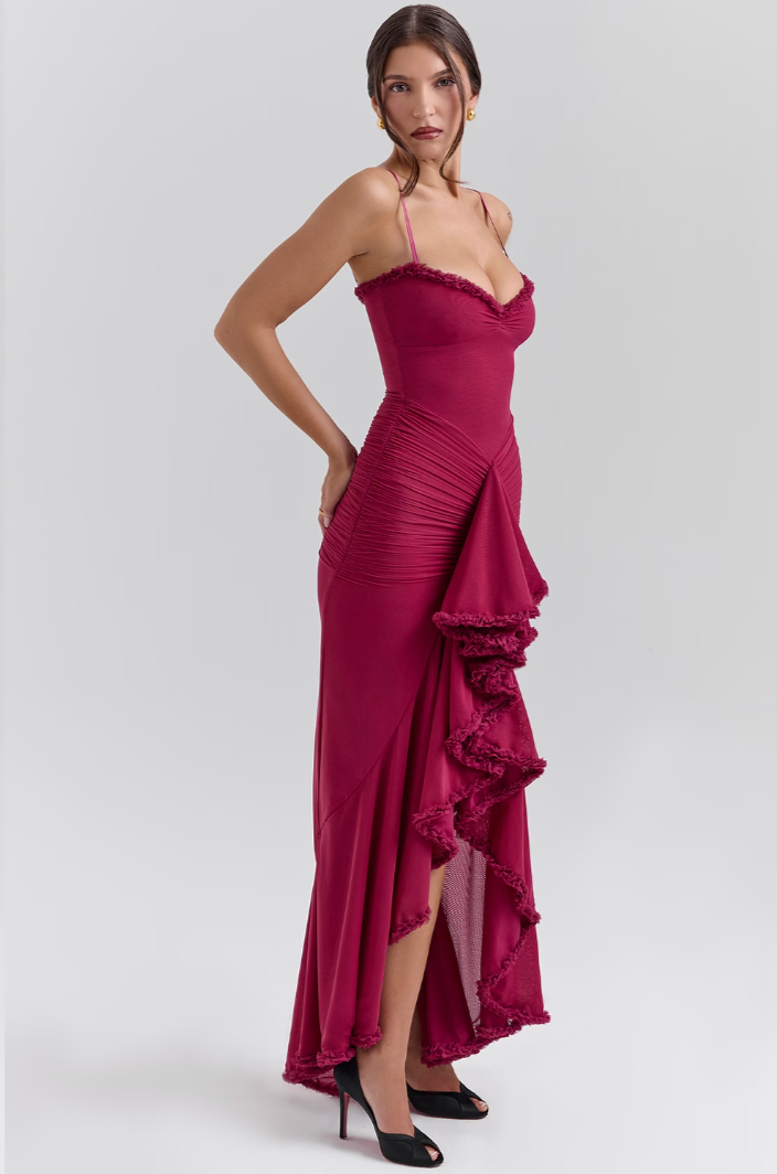 Alicia - Maxi-robe avec volants et fentes