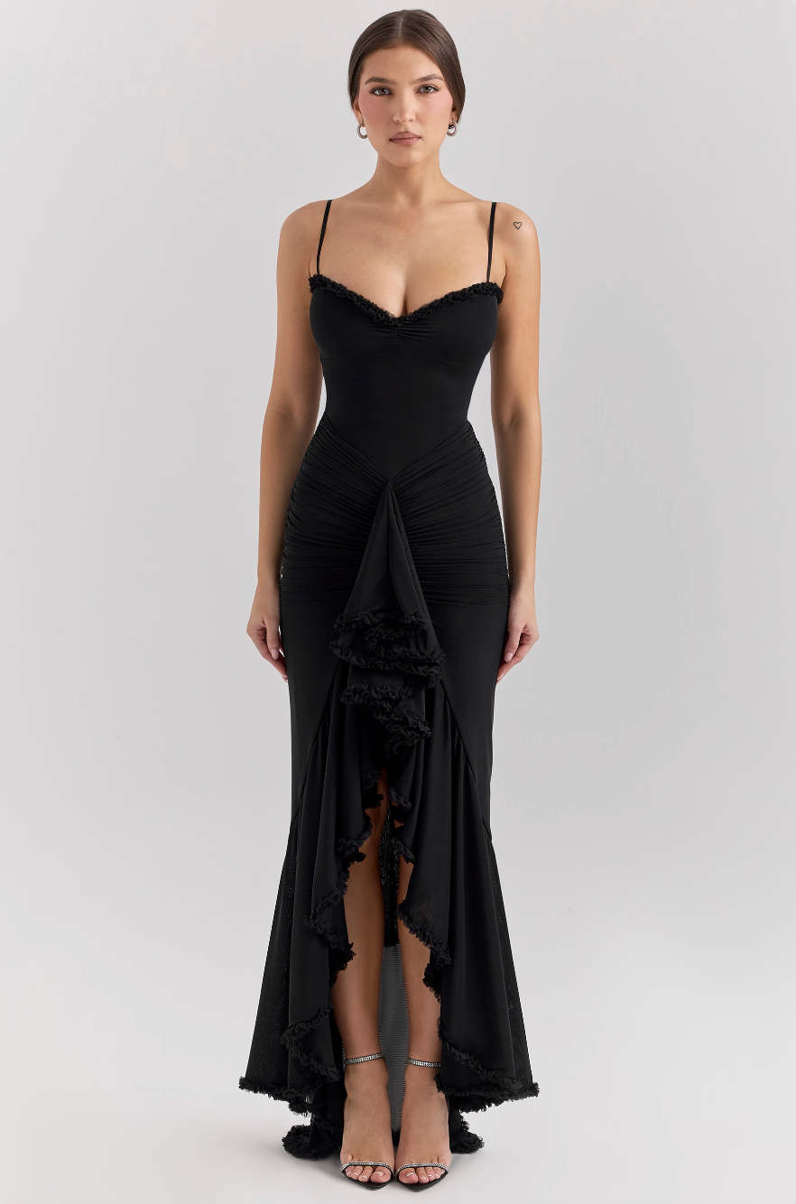 Alicia - Maxi-robe avec volants et fentes