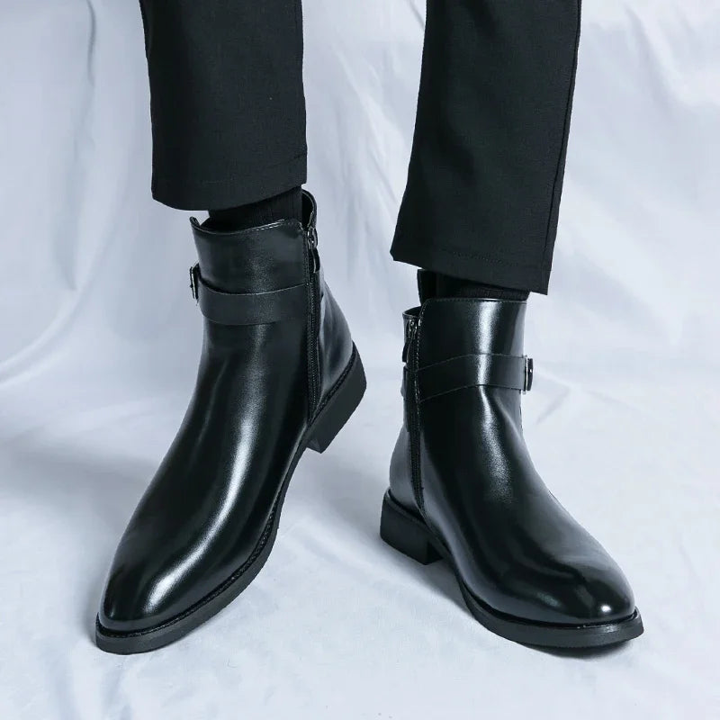 Bottines Chelsea en cuir véritable Sergio