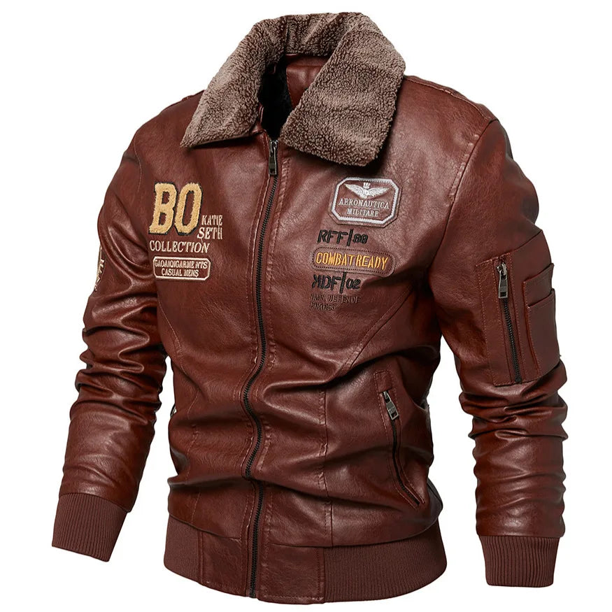 Raphaël™ | Blouson aviateur noir avec col fourré