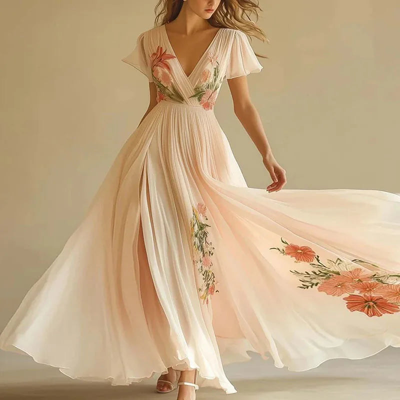 Amelia | Élégants robes de soirée avec décolleté en V et taille haute