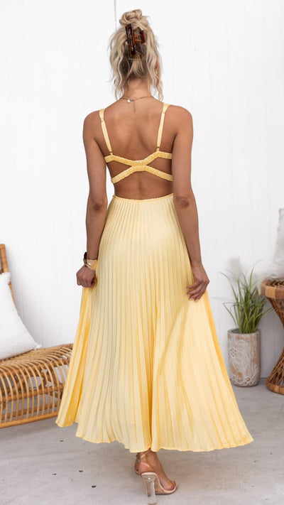 Eline | Élégante robe longue avec décolleté en V et jupe plissée