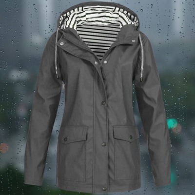 Hellee - Manteau long décontracté à manches longues avec capuche Windbreaker Trenchcoat
