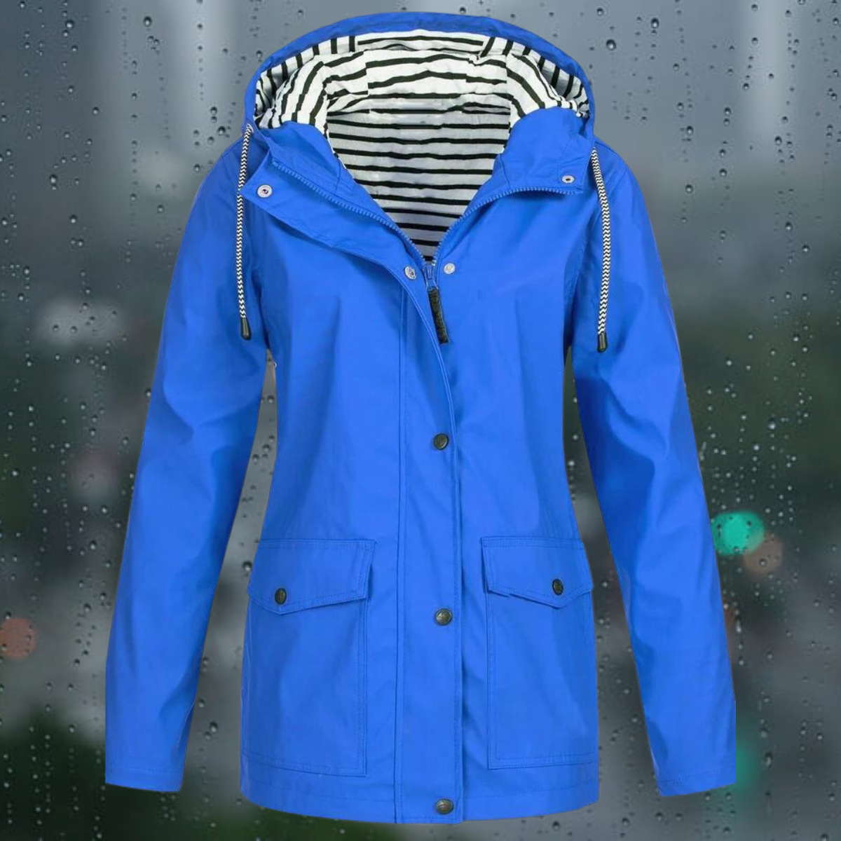 Hellee - Manteau long décontracté à manches longues avec capuche Windbreaker Trenchcoat