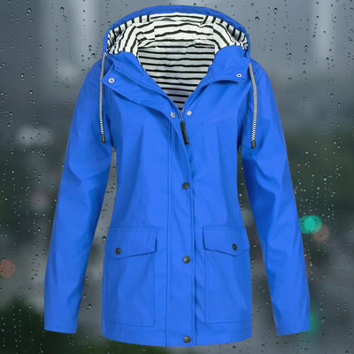 Hellee - Manteau long décontracté à manches longues avec capuche Windbreaker Trenchcoat