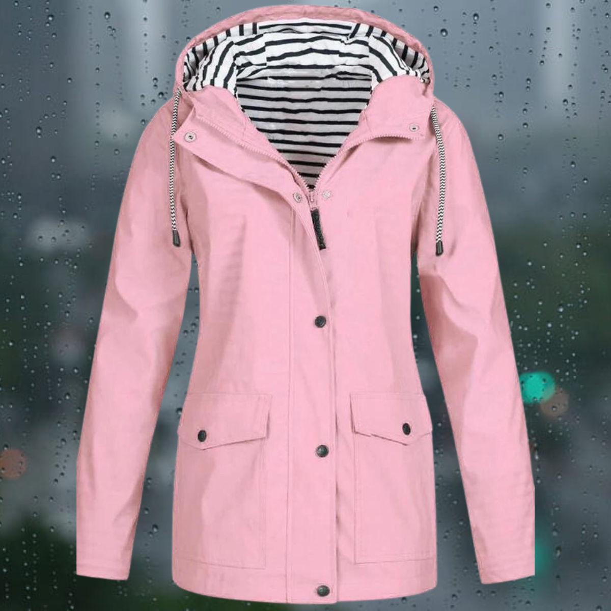 Hellee - Manteau long décontracté à manches longues avec capuche Windbreaker Trenchcoat