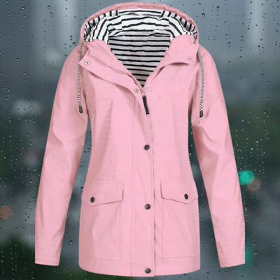 Hellee - Manteau long décontracté à manches longues avec capuche Windbreaker Trenchcoat