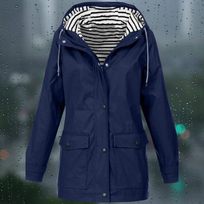 Hellee - Manteau long décontracté à manches longues avec capuche Windbreaker Trenchcoat