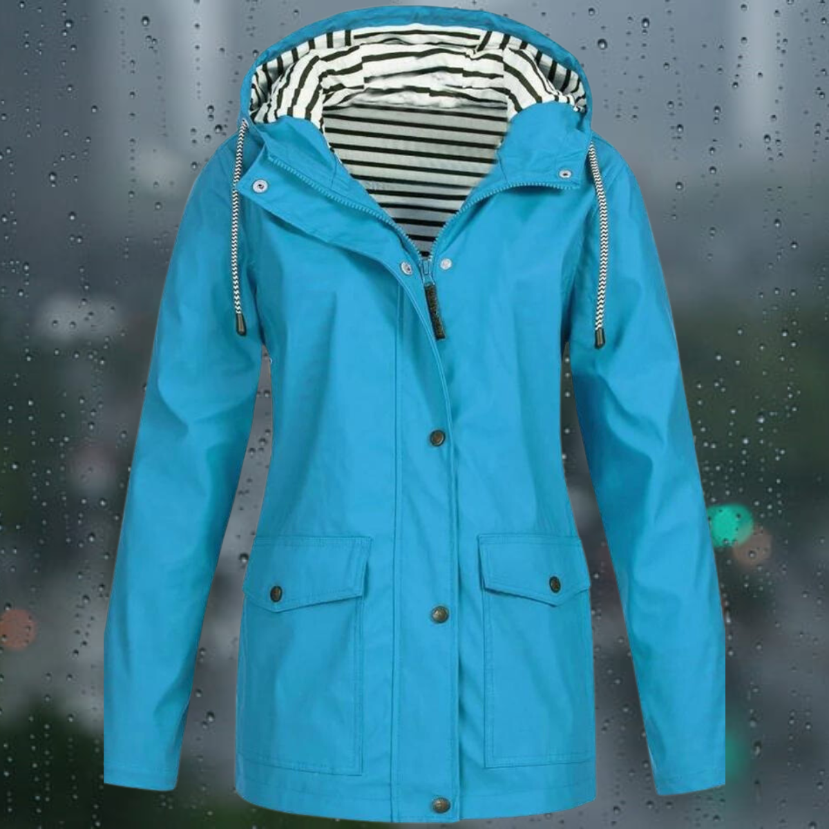 Hellee - Manteau long décontracté à manches longues avec capuche Windbreaker Trenchcoat