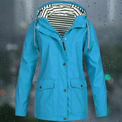 Hellee - Manteau long décontracté à manches longues avec capuche Windbreaker Trenchcoat