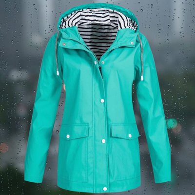 Hellee - Manteau long décontracté à manches longues avec capuche Windbreaker Trenchcoat