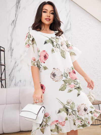 Judith | Élégante robe en chiffon avec imprimé floral