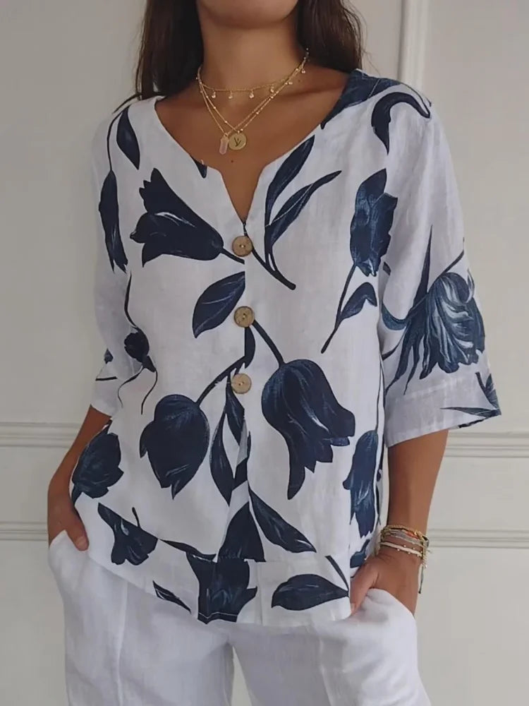 Delphine - Blouse Fleurie Élégante