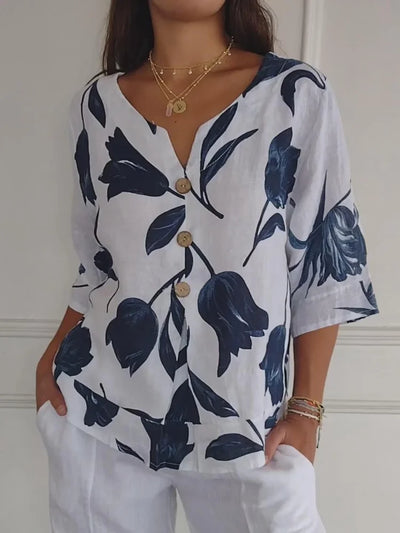 Delphine - Blouse Fleurie Élégante