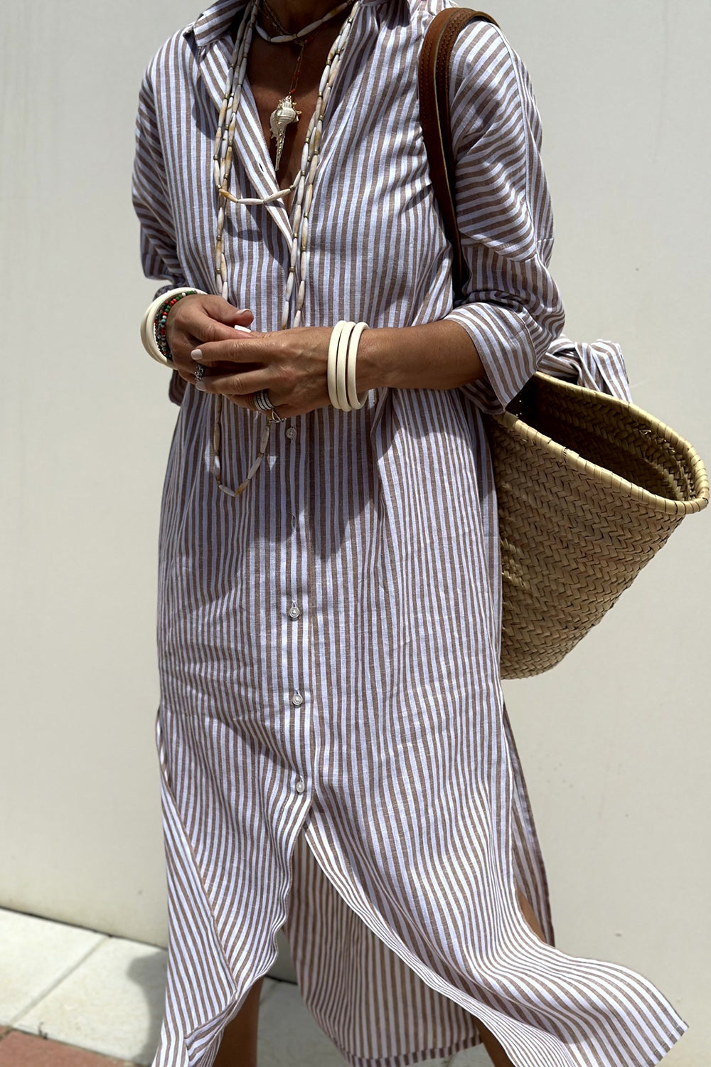 Sophia | Chemise Robe avec Rayures Indémodables et Confort Élégant