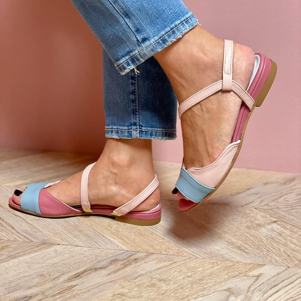 Roselina | Sandales asymétriques Rosane en style color-block
