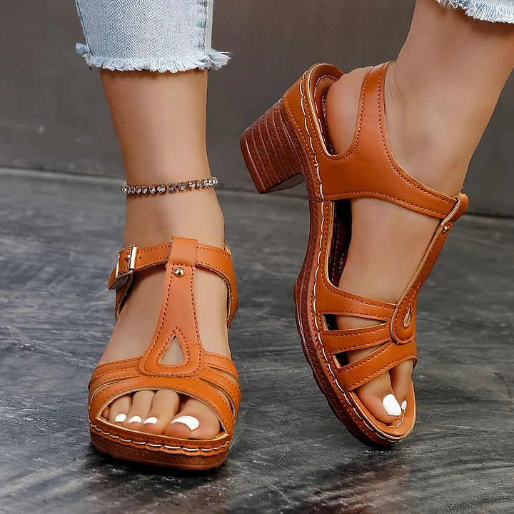 Elisa | Sandales orthopédiques à la mode avec semelle épaisse