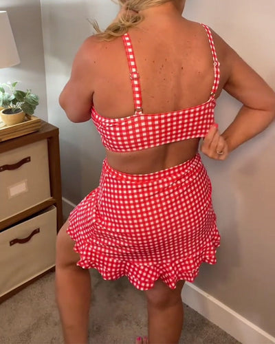 Estelle | Ensemble de bikinis à bretelles à carreaux