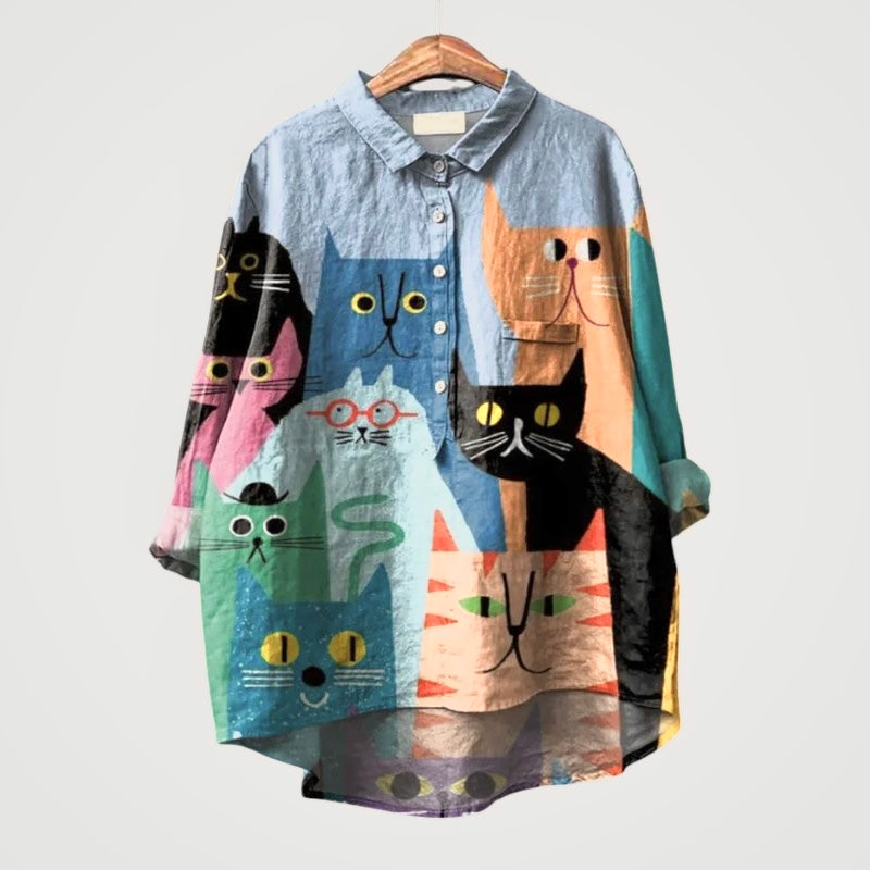 PALMIRA | Chemise Oversize avec Design Canin et Confort Quotidien pour un Look Décontracté