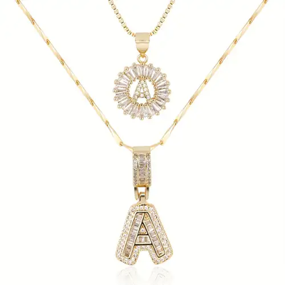 Collier avec initiale incrustée | Or