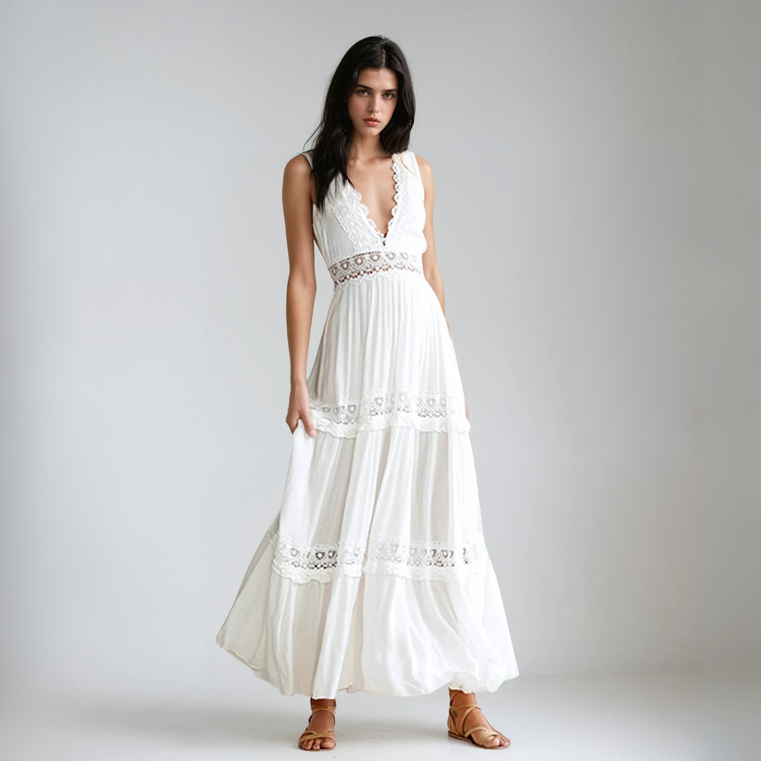 BIANCA™ | ROBE LONGUE AVEC BRODERIES EN DENTELLE
