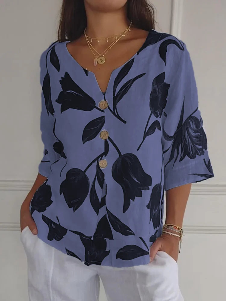 Delphine - Blouse Fleurie Élégante