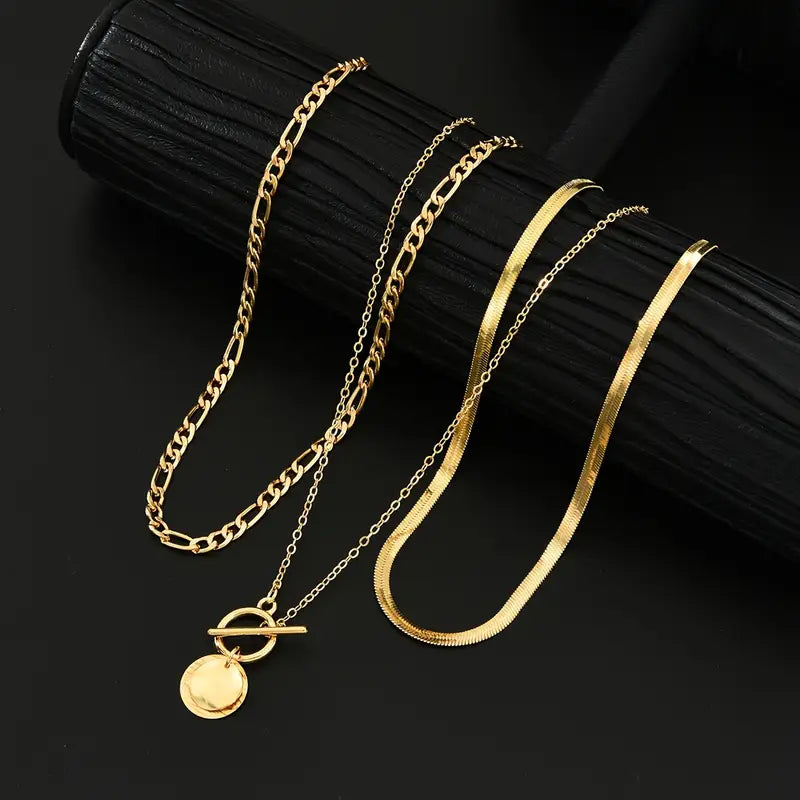 Collier à couches avec pièces texturées Savira | Or