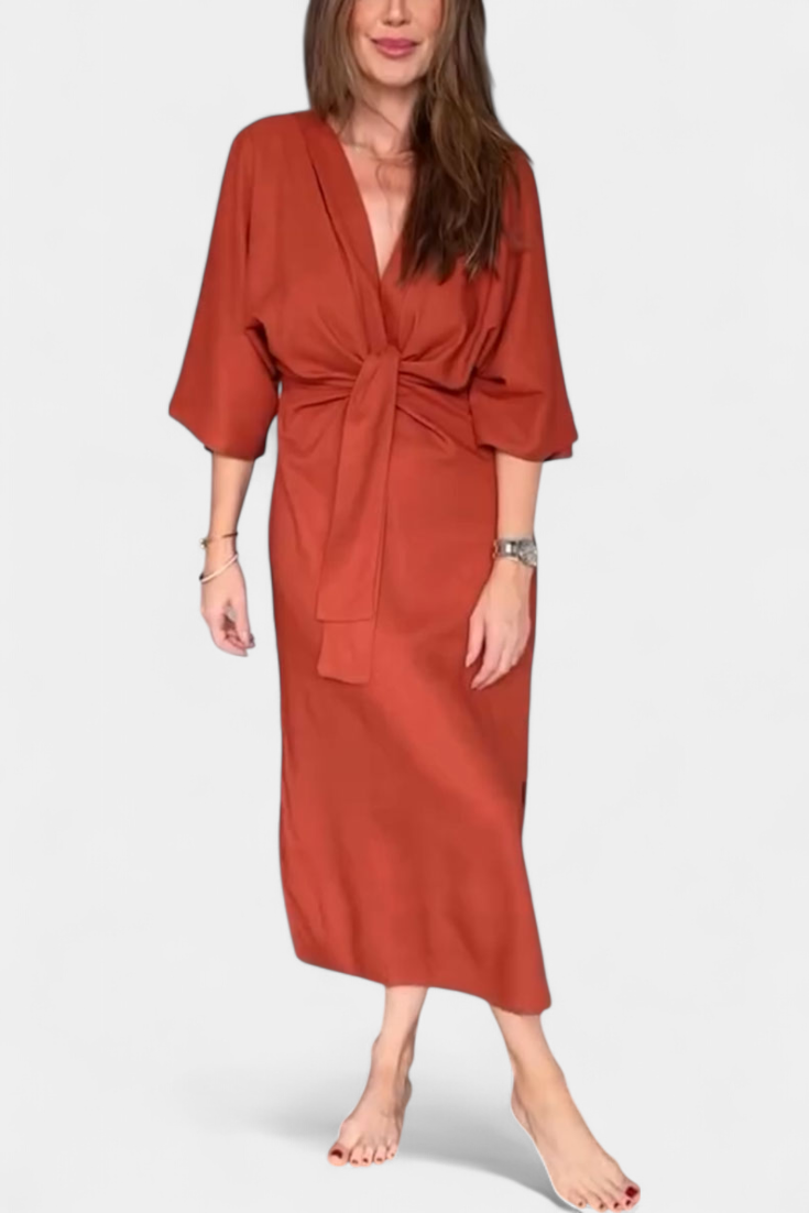 Daphné | Robe Casual avec Décolleté en V et Nœud Frontal