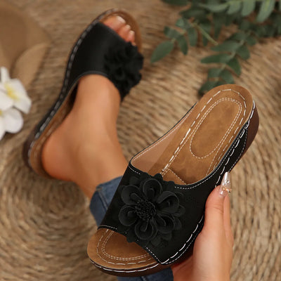 Florelle | Mules Comfort Plus avec Fleur 3D et Semelle Ultra-Légère