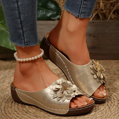 Florelle | Mules Comfort Plus avec Fleur 3D et Semelle Ultra-Légère