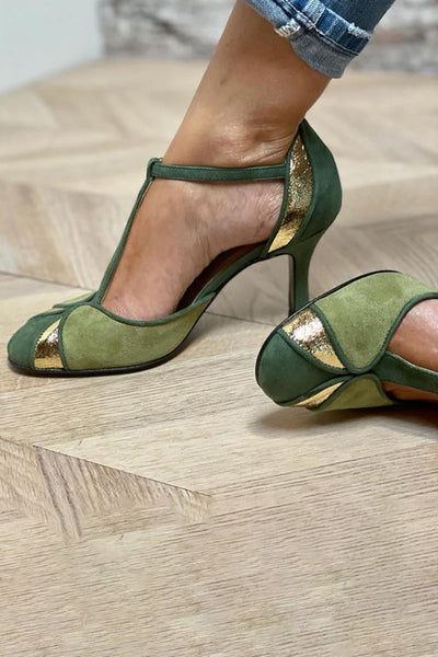Taviana | Escarpins Patchwork avec T-Riemen et bout fermé