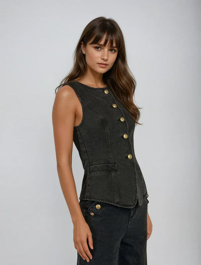 CORINNE™ | ENSEMBLE EN DENIM AVEC DÉTAILS RAFFINÉS
