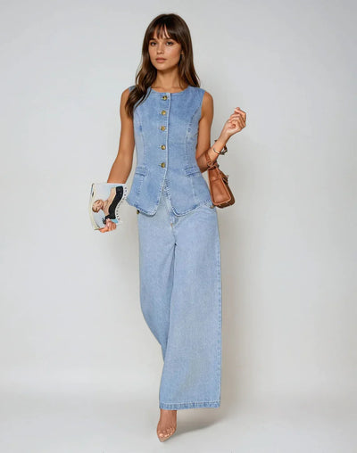 CORINNE™ | ENSEMBLE EN DENIM AVEC DÉTAILS RAFFINÉS