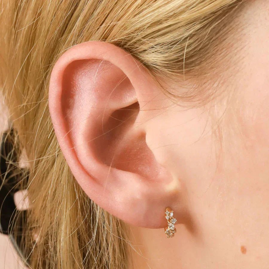 Boucles d'oreilles créoles avec cristaux | Or