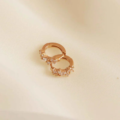 Boucles d'oreilles créoles avec cristaux | Or