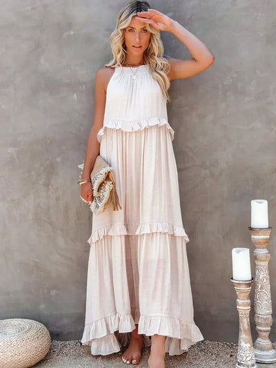 Sarah | Robe Maxi Volant Halter (Presque épuisé)