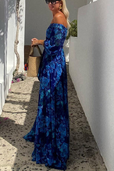 Francesca - Robe longue fleurie à épaules dénudées