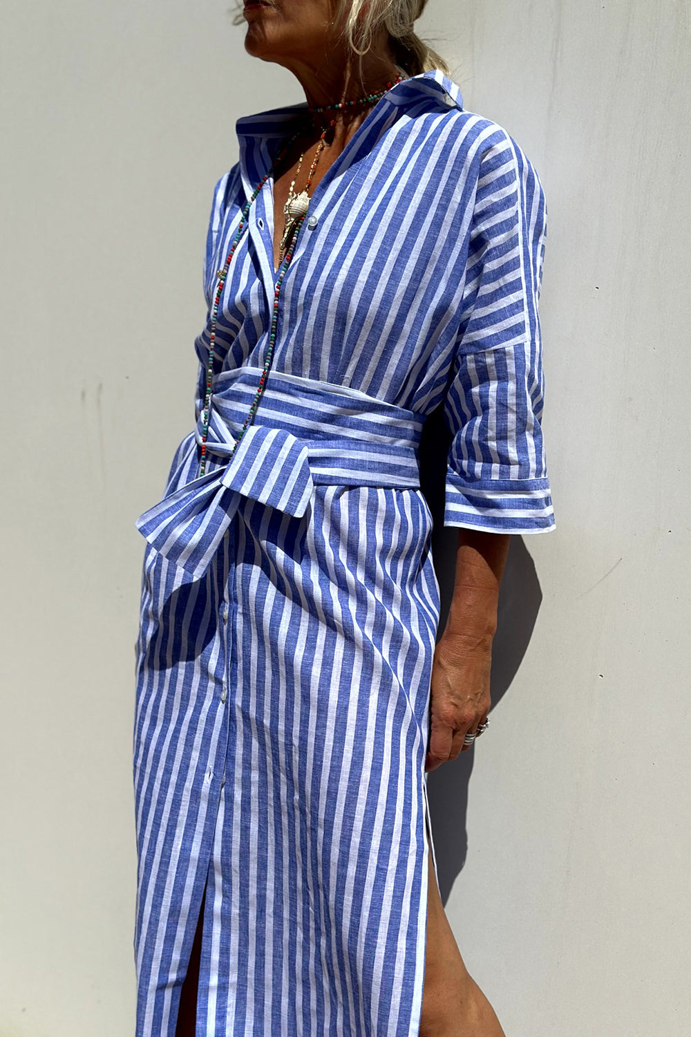 Sophia | Chemise Robe avec Rayures Indémodables et Confort Élégant