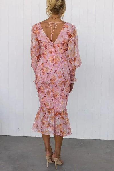 Melissa - Robe midi avec volants floraux