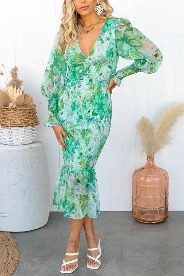 Melissa - Robe midi avec volants floraux