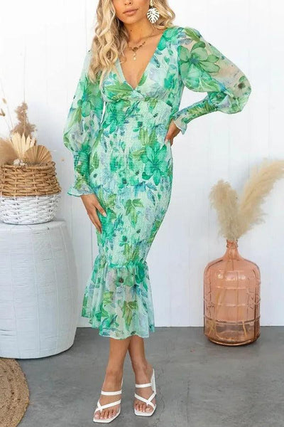 Melissa - Robe midi avec volants floraux