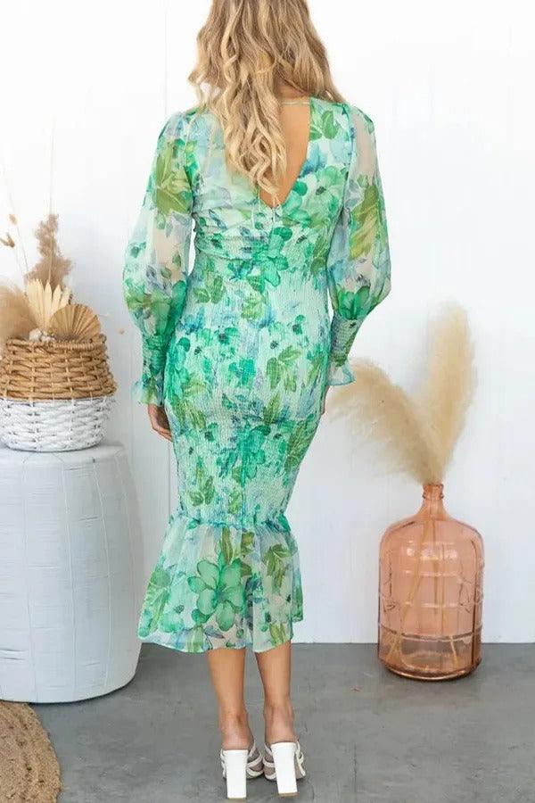 Melissa - Robe midi avec volants floraux