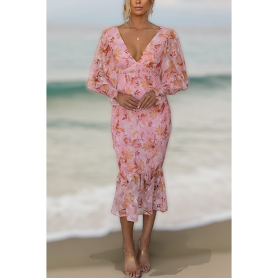 Melissa - Robe midi avec volants floraux