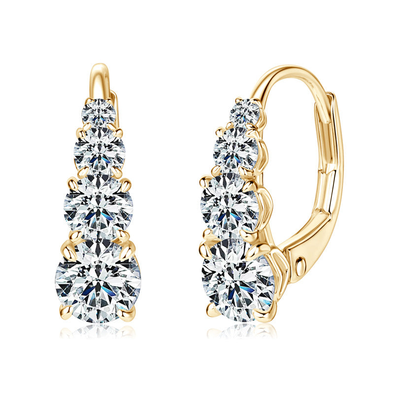 Boucles d'oreilles Carol avec quatre pierres | Or