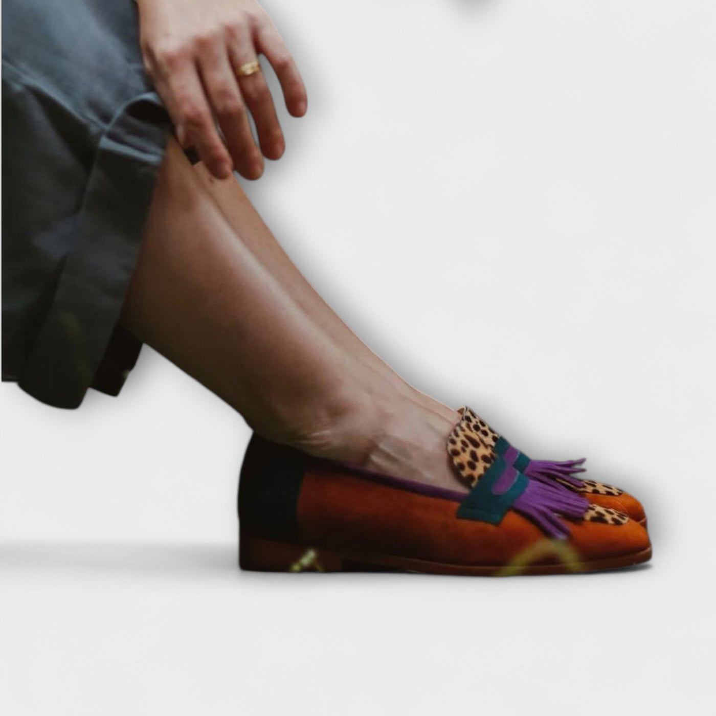 Fallon – Mocassins Brun avec Imprimé Léopard
