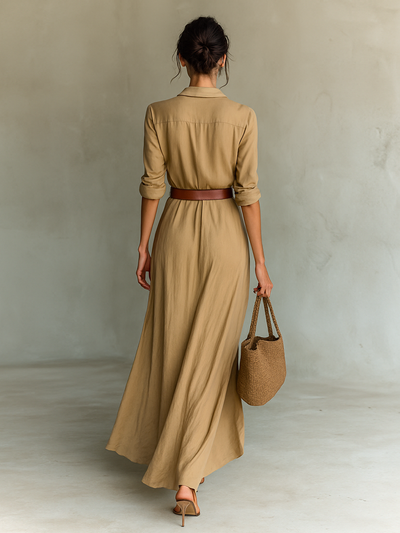 Nuria | Robe maxi avec col inversé