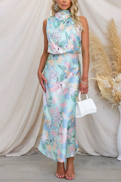 Georgia™ | Robe Maxi Satin Imprimé