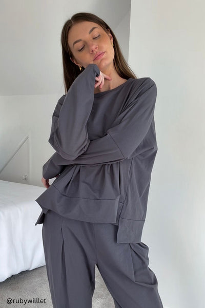 Ensemble Sweatshirt à Ourlet Irregulier