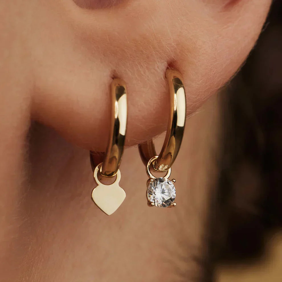 Boucles d'oreilles créoles avec pierres Larmes de Lune | Or